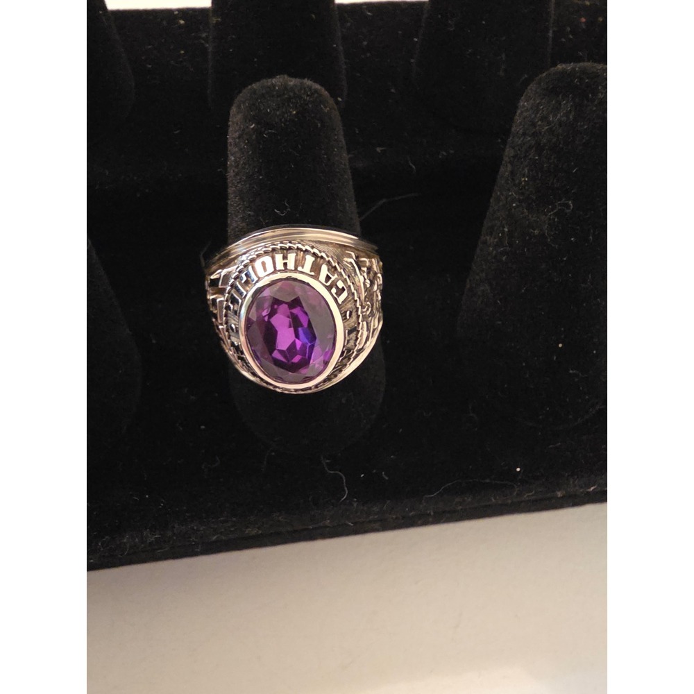 Herff Jones Lancaster Catholic 1997 Class Ring Ultrium Purple Stone Size 8.25